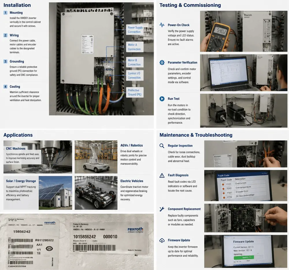 ●Industrial AGV and robotic joint precise motion control driven by Rexroth double-axis inverter