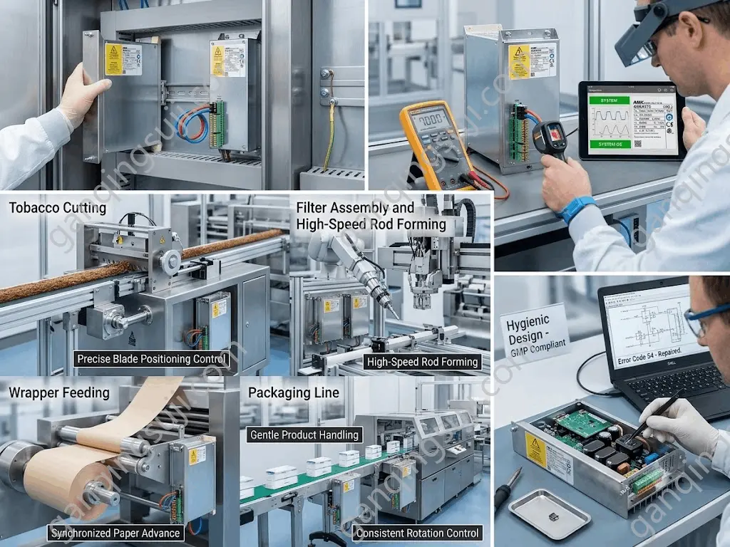●AMK KWD 2 servo drive applied in tobacco cutting for precise blade positioning control
